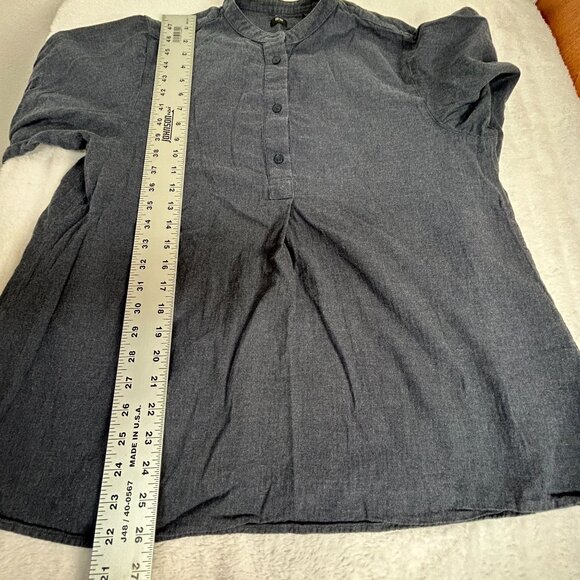 Uniqlo Womens Gray Cotton Long Sleeve Henley Shirt Large Pullover Band Collar - Picture 8 of 8